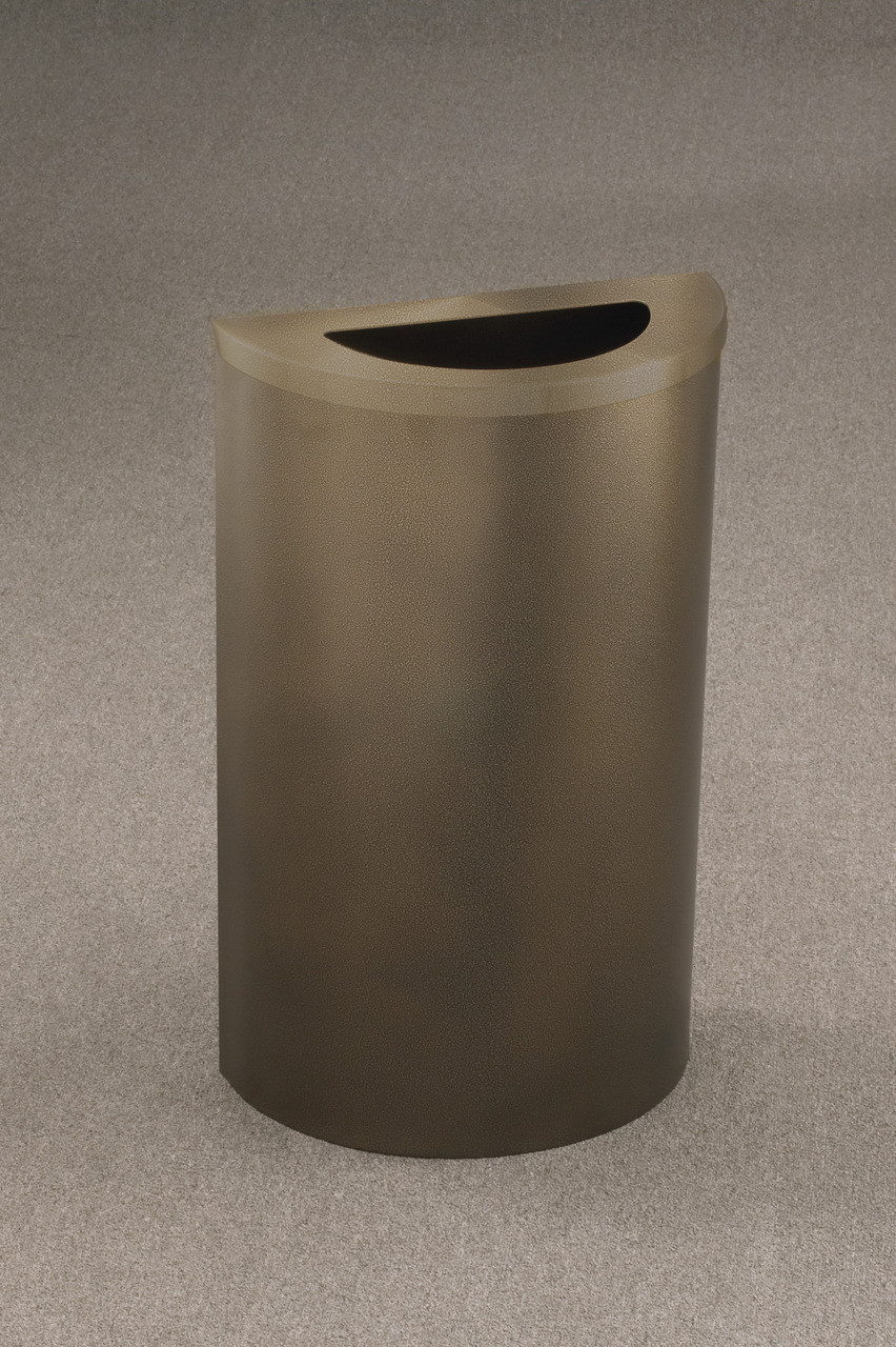 16 Gallon Value Half Round Trash Can Hinged Lid Bronze Vein with Matching Lid