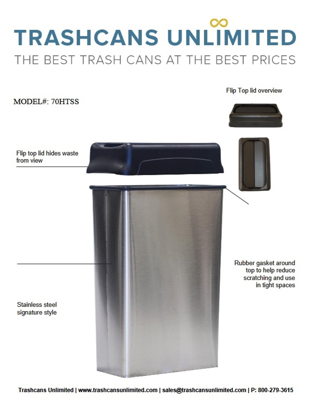 Roughneck™ Non-Wheeled Slim Trash Can