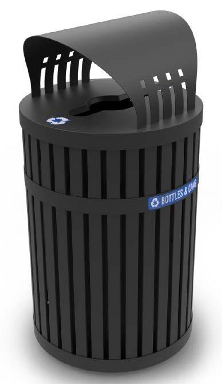 45 Gallon 72840199 Parkview 3 Covered Recycling Bin for Outdoor Use