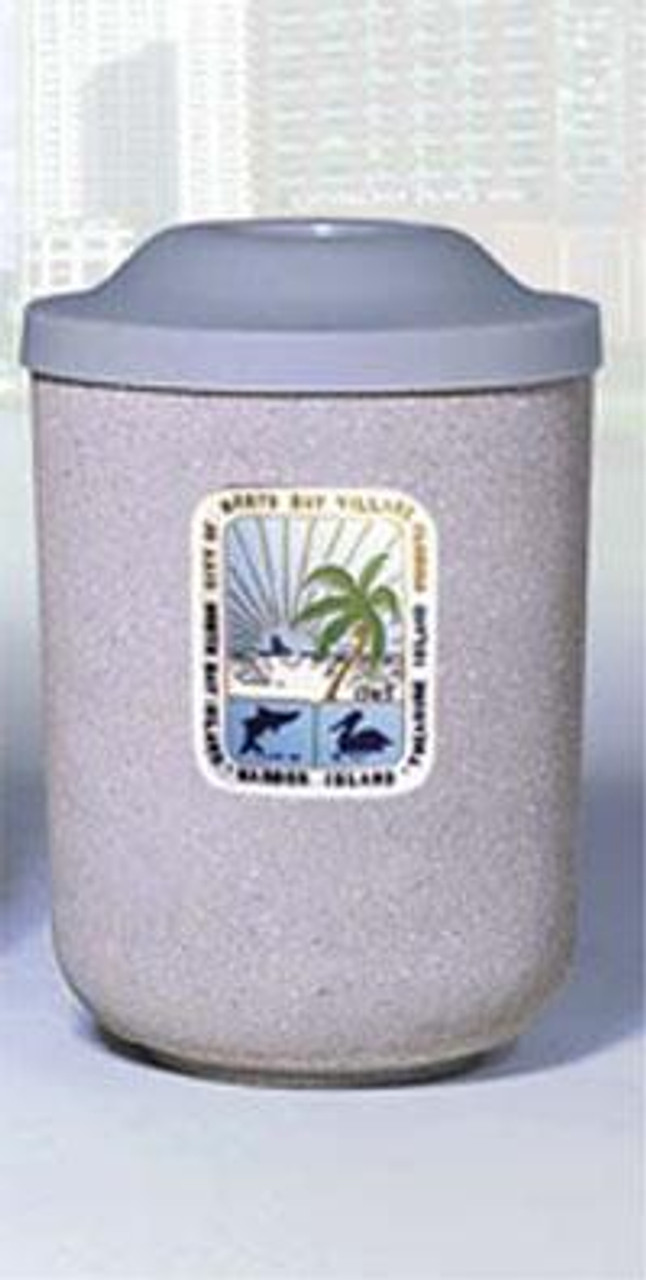 31 Gallon Custom Logo Round Pitch In Lid Trash Can CLTF1083 with Silk Screen Logo