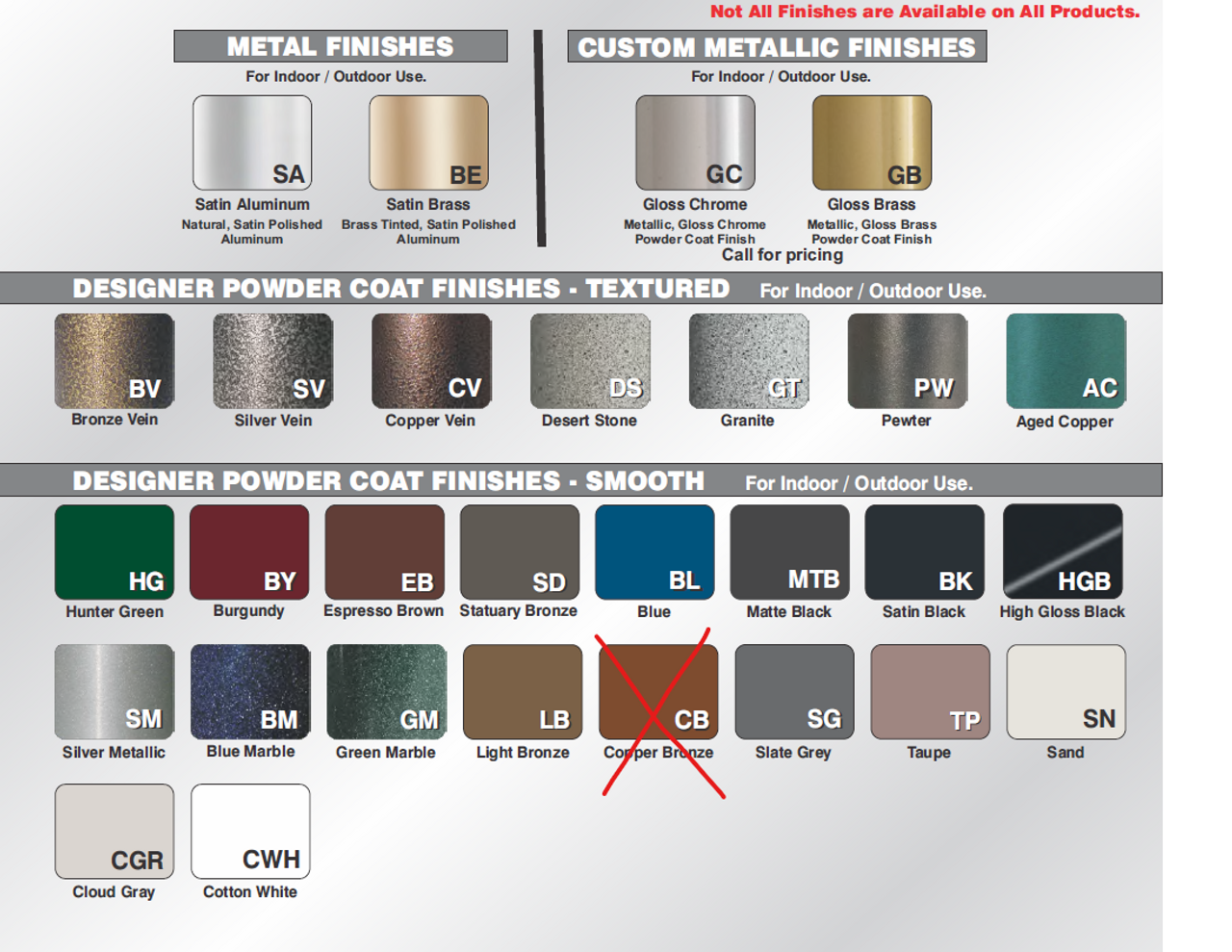 Designer Color Chart Designer Color Chart