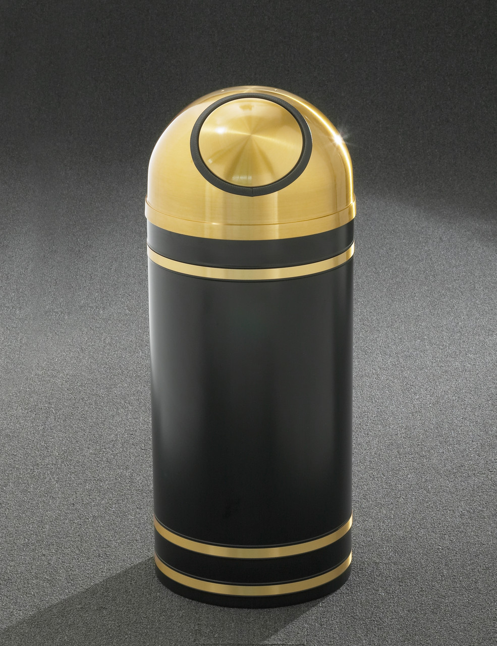 Monte Carlo S1255 Dome Top Trash Can Satin Brass Cover and Bands