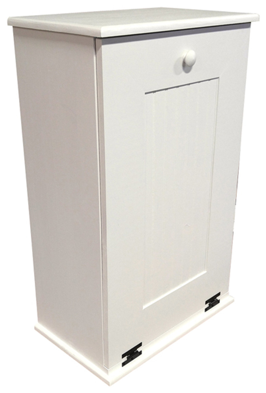 Tilt Out Wood Trash Can With Shelf Large (White Solid Look)