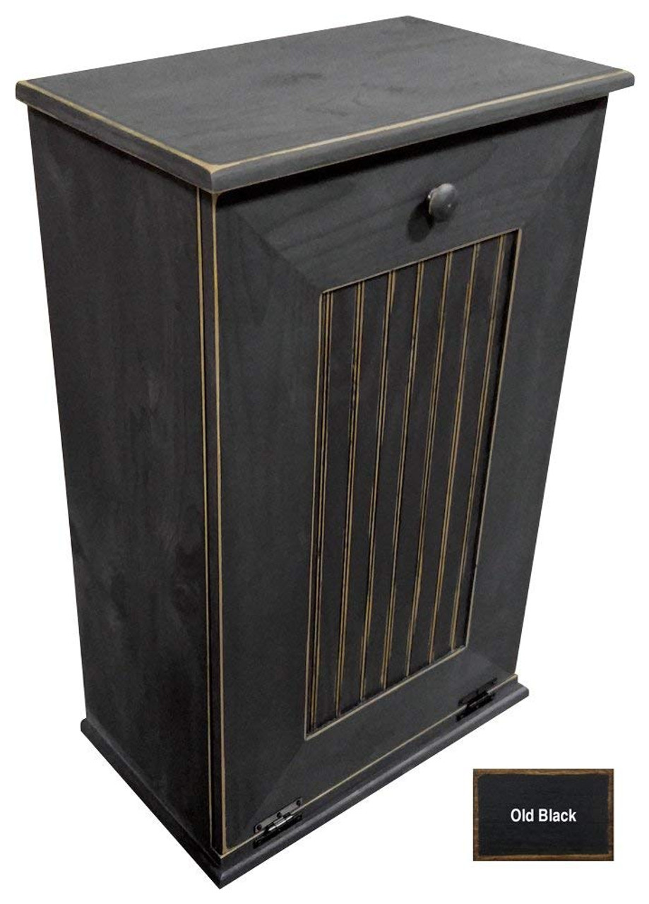 Tilt Out Wood Trash Can With Shelf Large Handmade In Pine