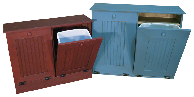 Double Tilt Out Wood Trash Can Recycle Bin (11 Color ...