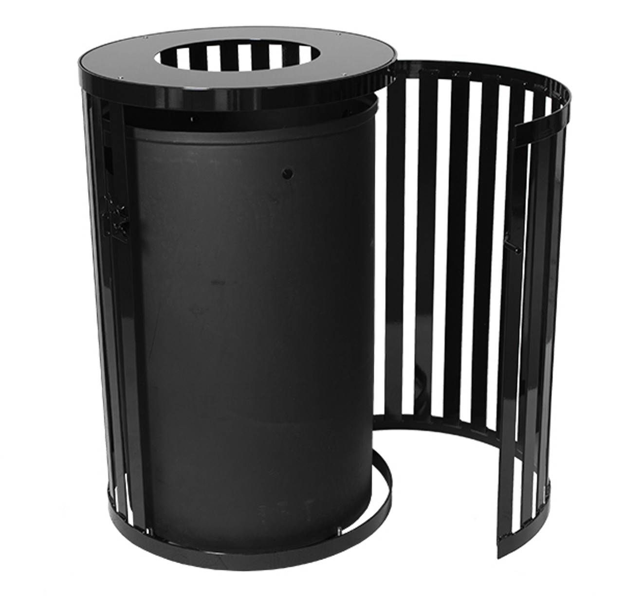 South Hampton 45 Gallon SCTP-40 Flat Top Trash Can with Lockable Side Gate Black