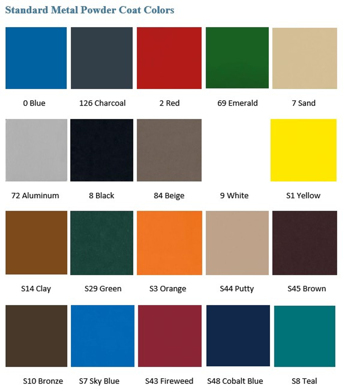 Metal Powder Coat Colors