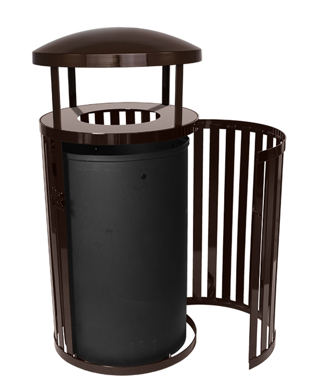 Covered 40 Gal. Gray Outdoor Trash Can with Slatted Recycled Plastic Panels