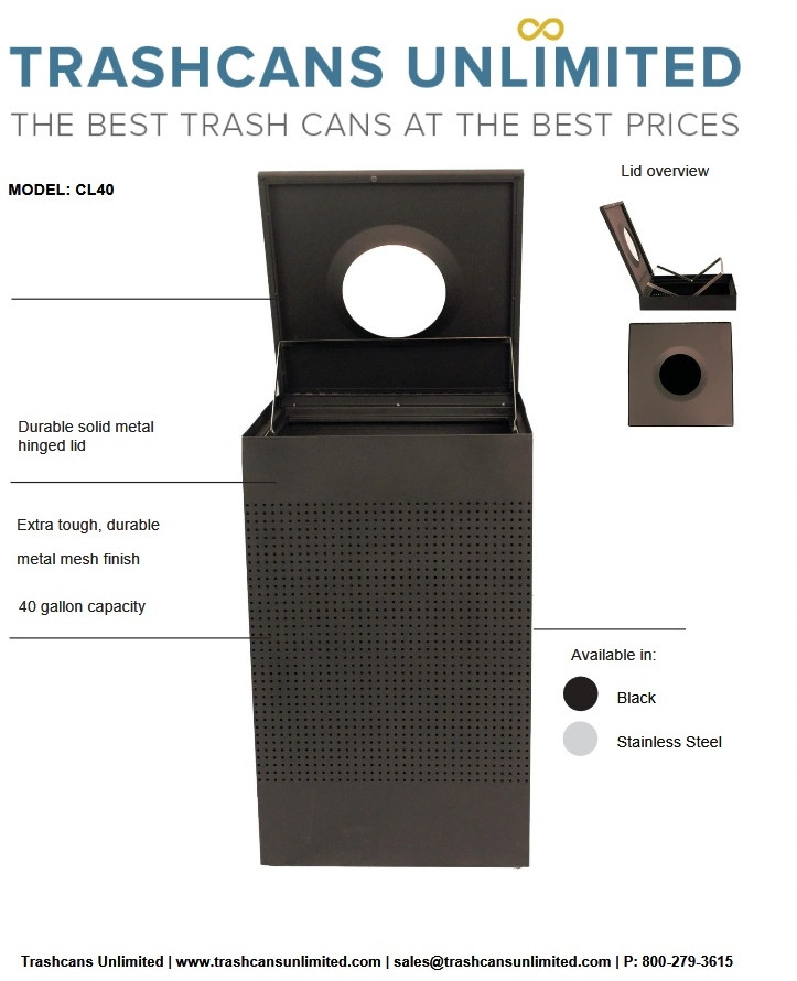 40 Gal. The Celestial CL40-BK Mesh Indoor Trash Can Black
