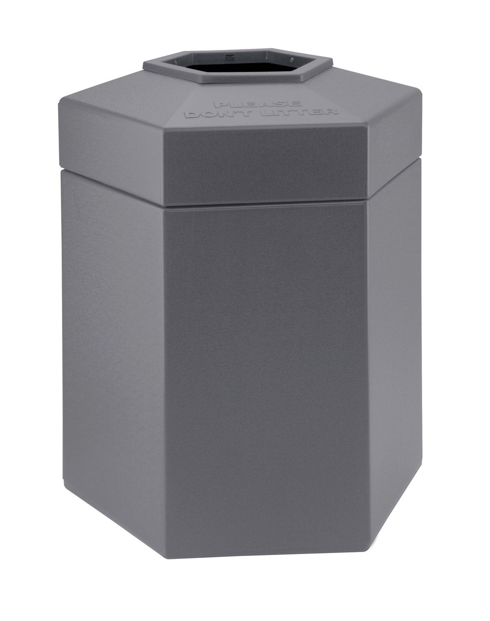 45 Gallon All Season Indoor Outdoor Hexagon Plastic Garbage Can Gray