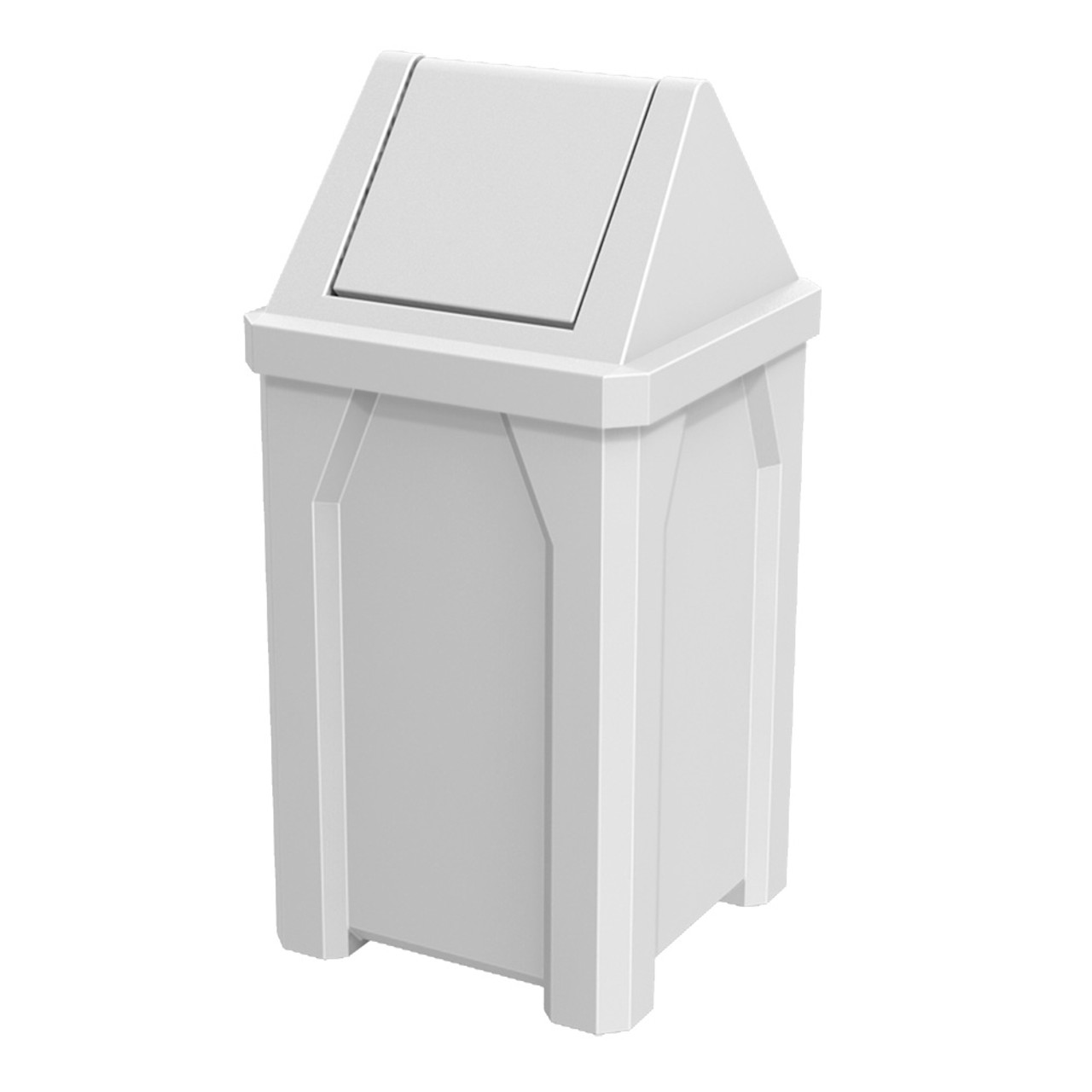 32 gal Square Outdoor Commercial Trash Can, Dome Top Lid, Choose Color -  Orange Traffic Cones