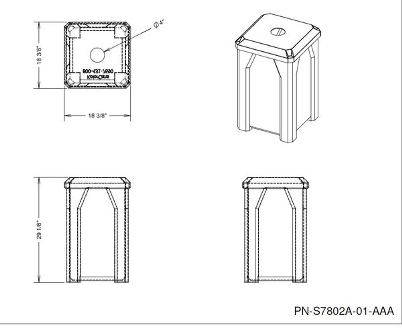 Kolor Can 32 Gallon 4 Inch Opening Drawing