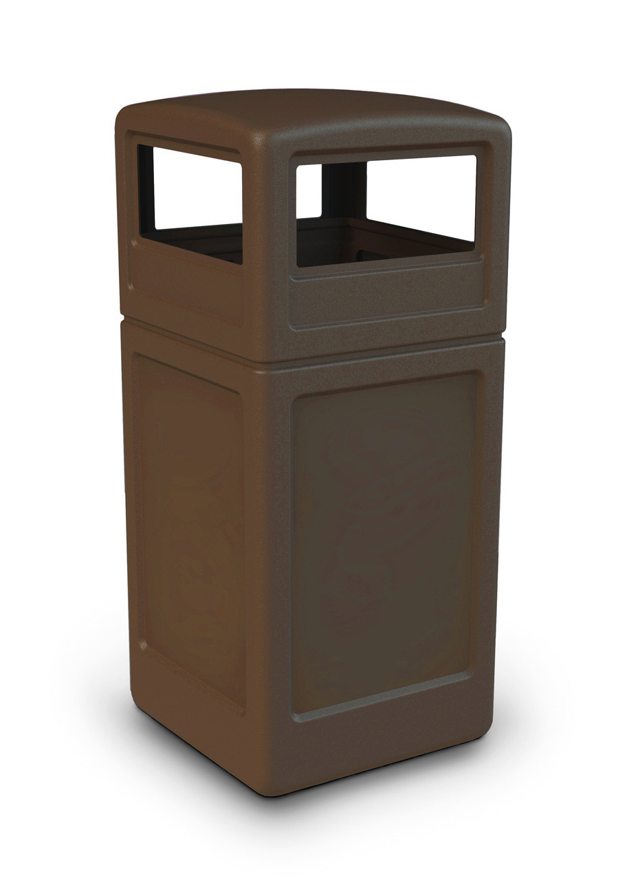 42 Gal. Square Plastic Outdoor Trash Can with Dome Lid 73290199
