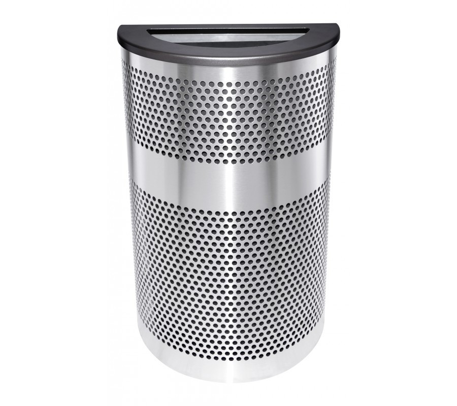 20 Gal. Perforated Half Round Stainless Steel Trash Can VC2234 HR SS