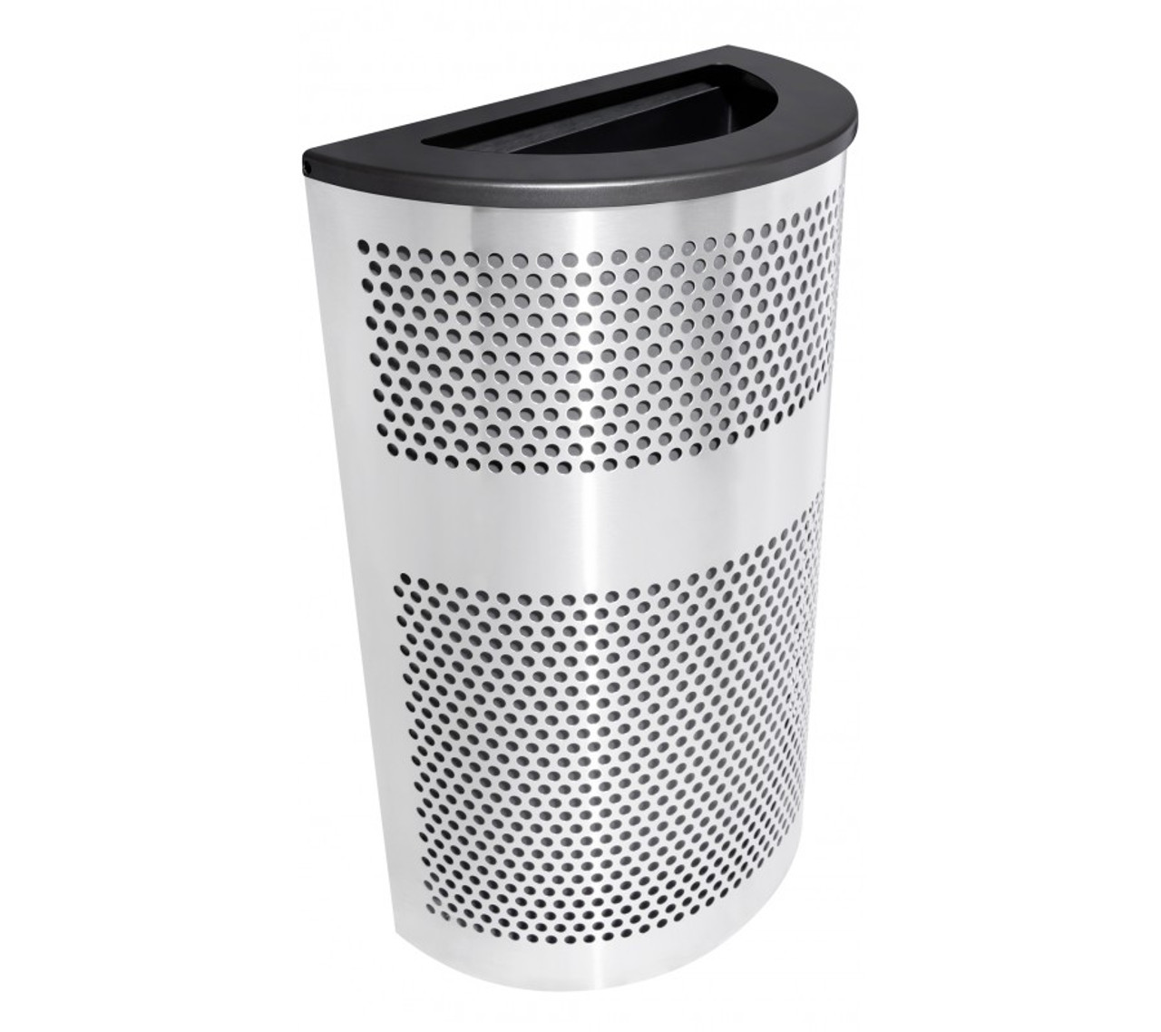 20 Gallon Perforated Half Round Stainless Steel Trash Can VC2234 HR SS/BLX