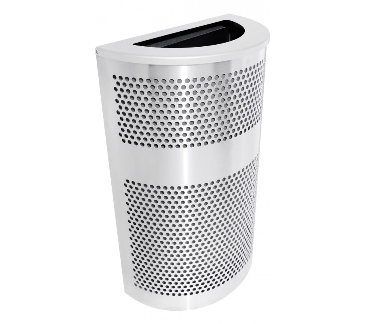 20 Gallon Perforated Half Round Stainless Steel Trash Can VC2234 HR SS/PLTNM