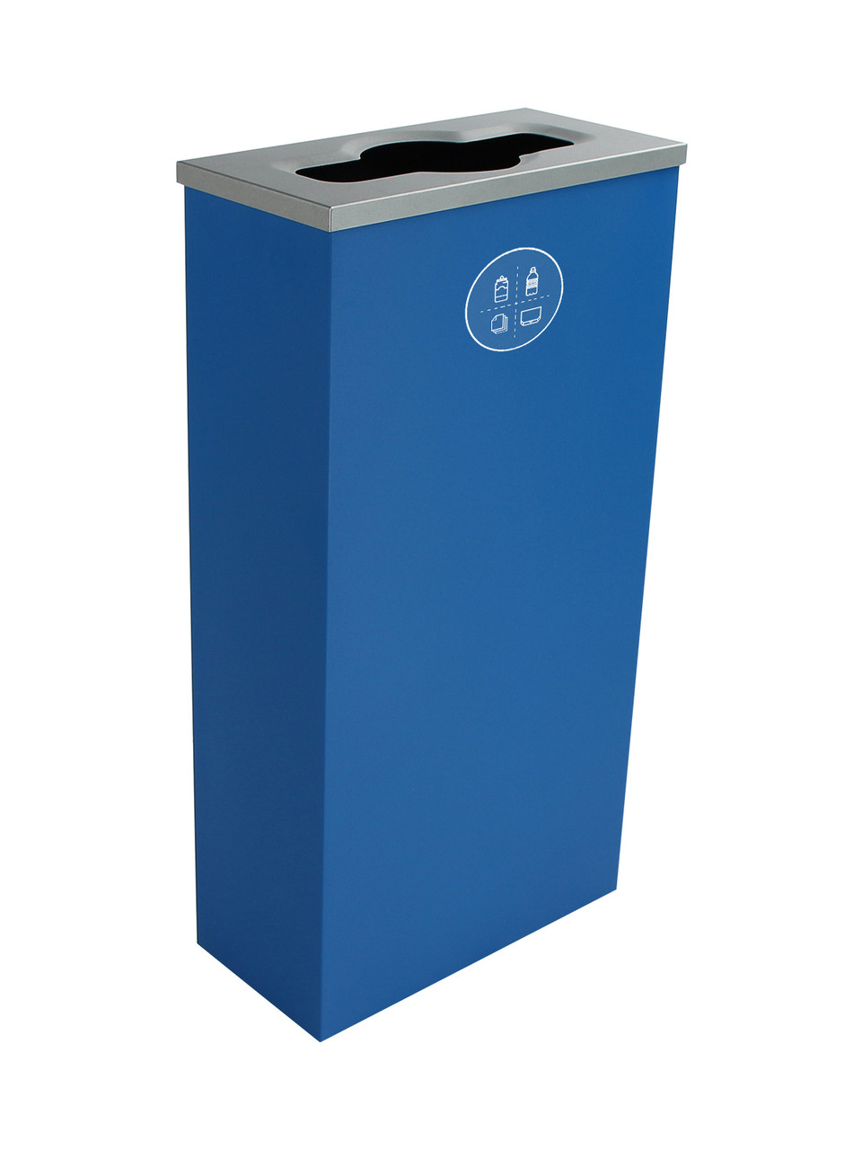 10 Gallon Steel Spectrum Slim Mixed Recycling Bin Blue 8107059-2