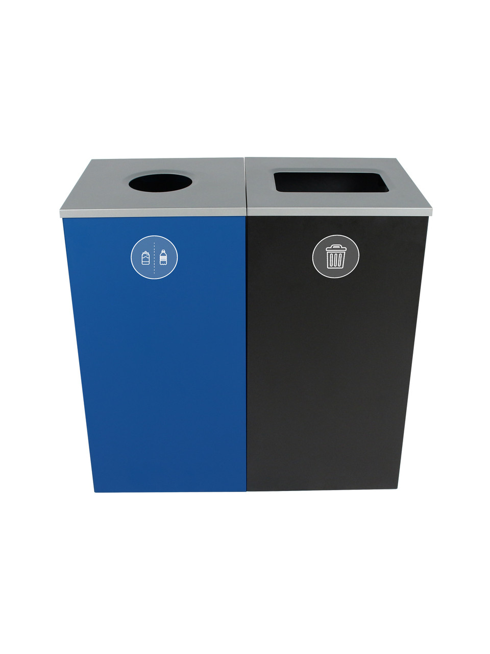 Taruri　1223 48 Gal. Spectrum Cube Dual Trash Can & Recycle Bin Blue