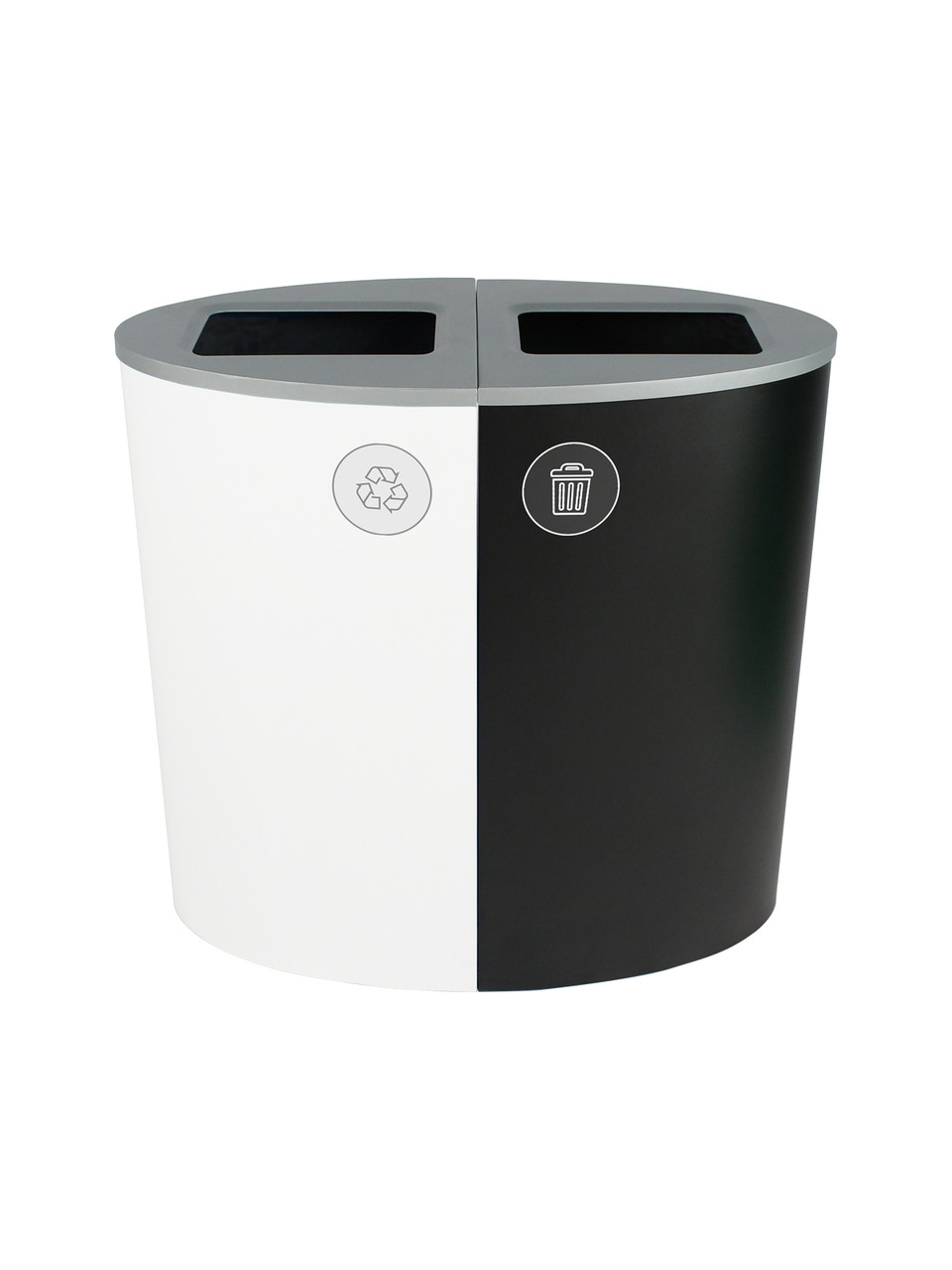 44 Gallon Spectrum Ellipse Dual Trash Can & Recycle Bin White/Black 8107079-44