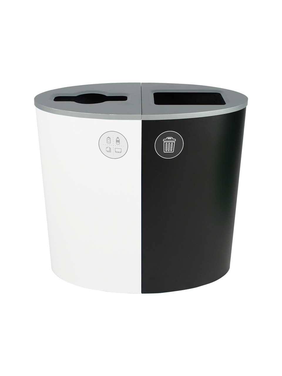 44 Gallon Spectrum Ellipse Dual Trash Can & Recycle Bin White/Black 8107078-24