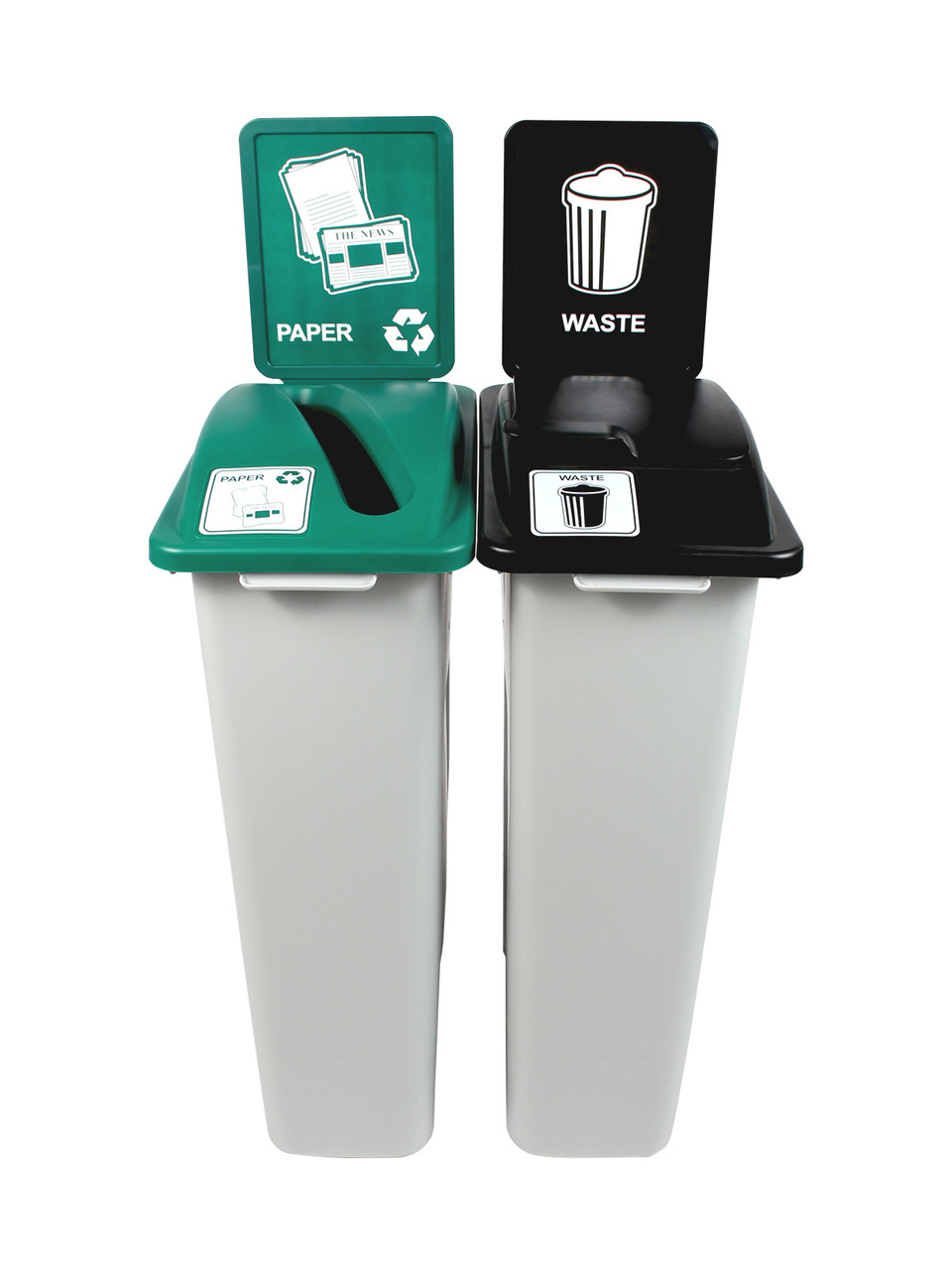 46 Gallon Simple Sort Skinny Trash Can Recycle Bin Combo 8105044-35 (Slot, Waste Lift Lid Openings)