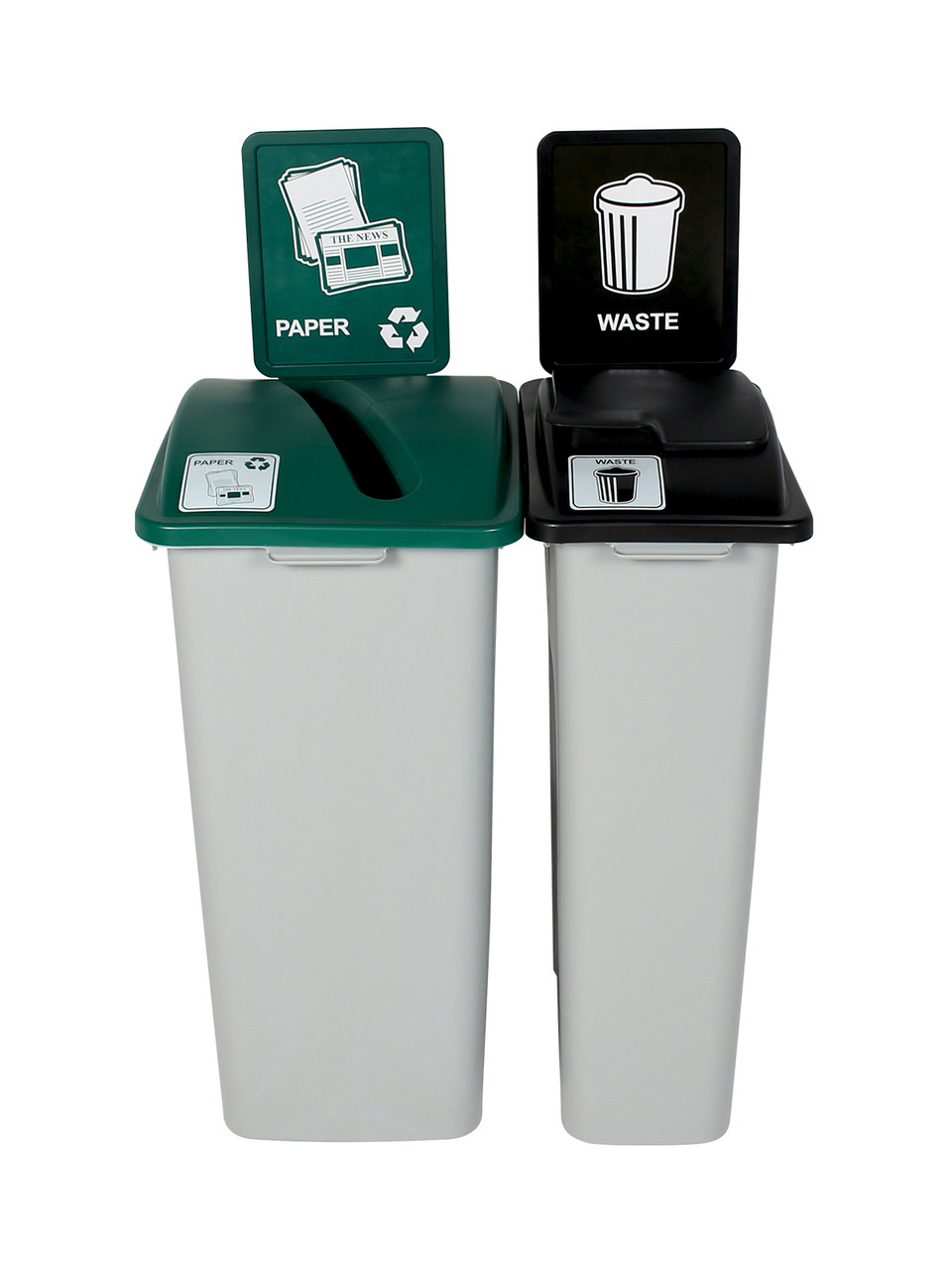 55 Gallon Simple Sort Trash Can Recycle Bin Combo 8111041-35 (Slot, Waste Lift Lid Openings)