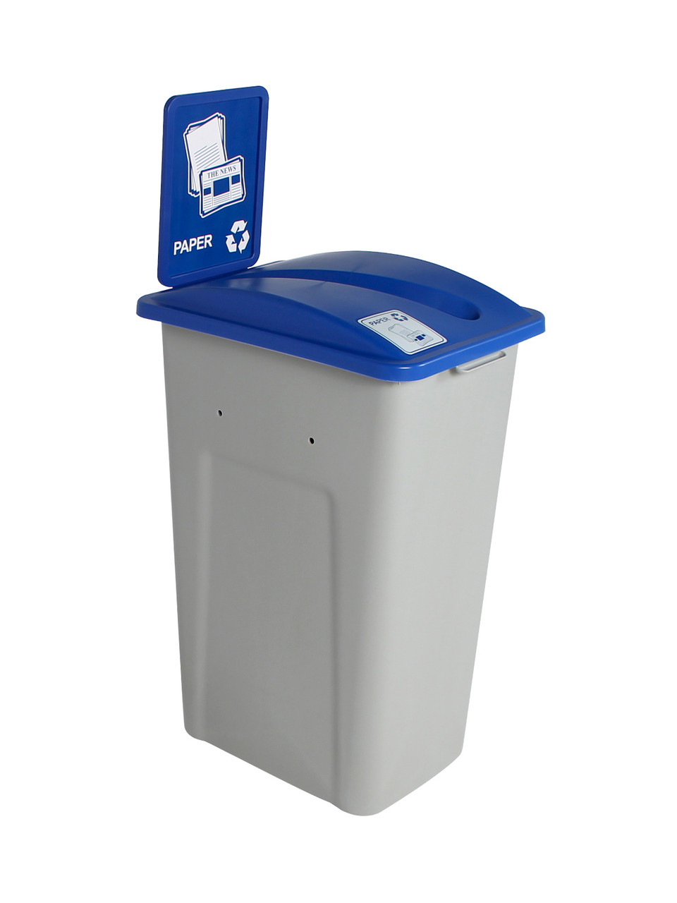 32 Gallon XL Simple Sort Recycling Bin with Sign (Paper, Blue Lid)