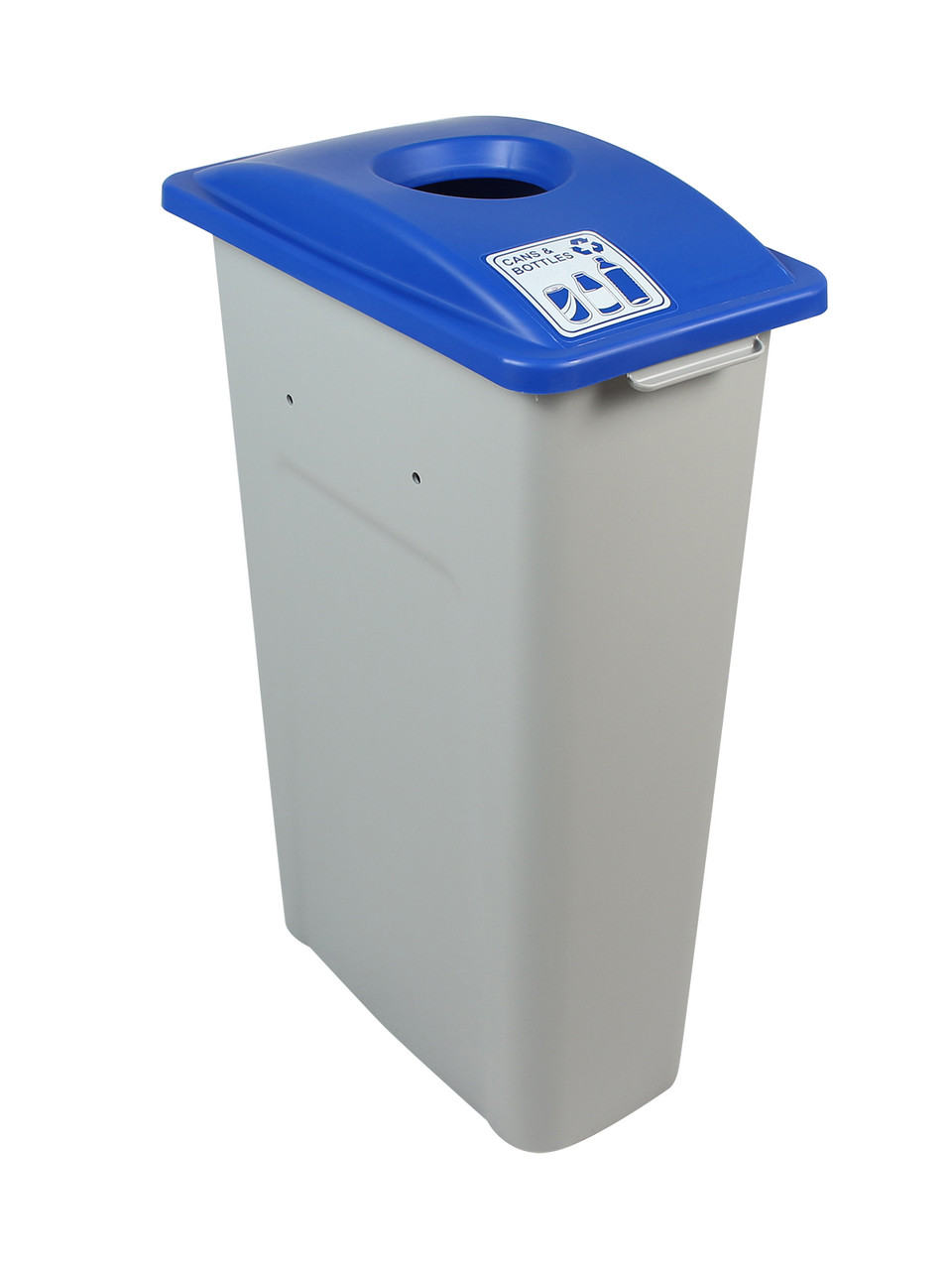 23 Gallon Skinny Simple Sort Recycle Bin (Cans & Bottles, Blue Lid)