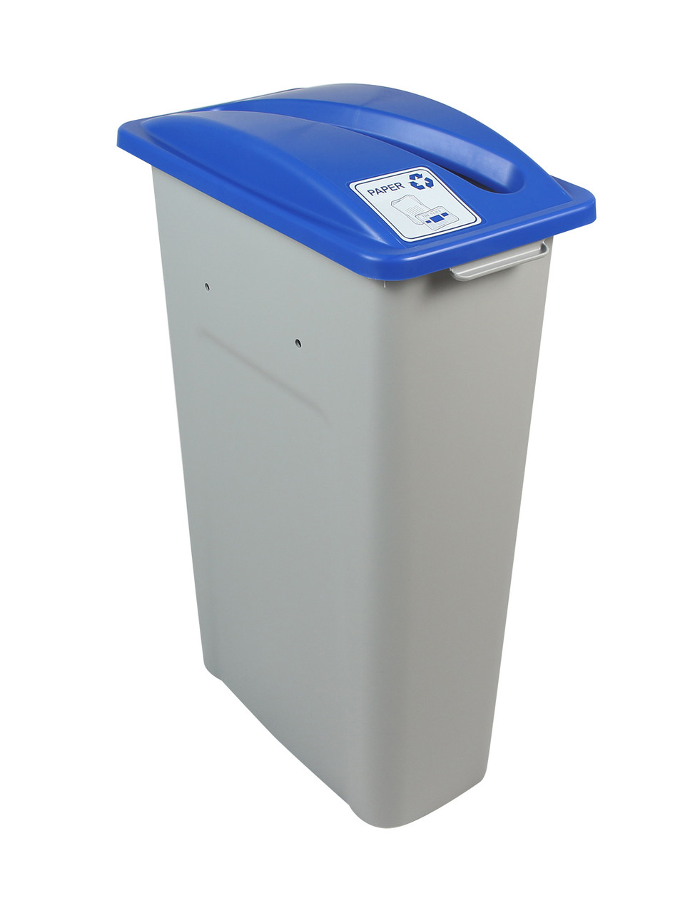 23 Gallon Skinny Simple Sort Recycle Bin (Paper, Blue Lid)