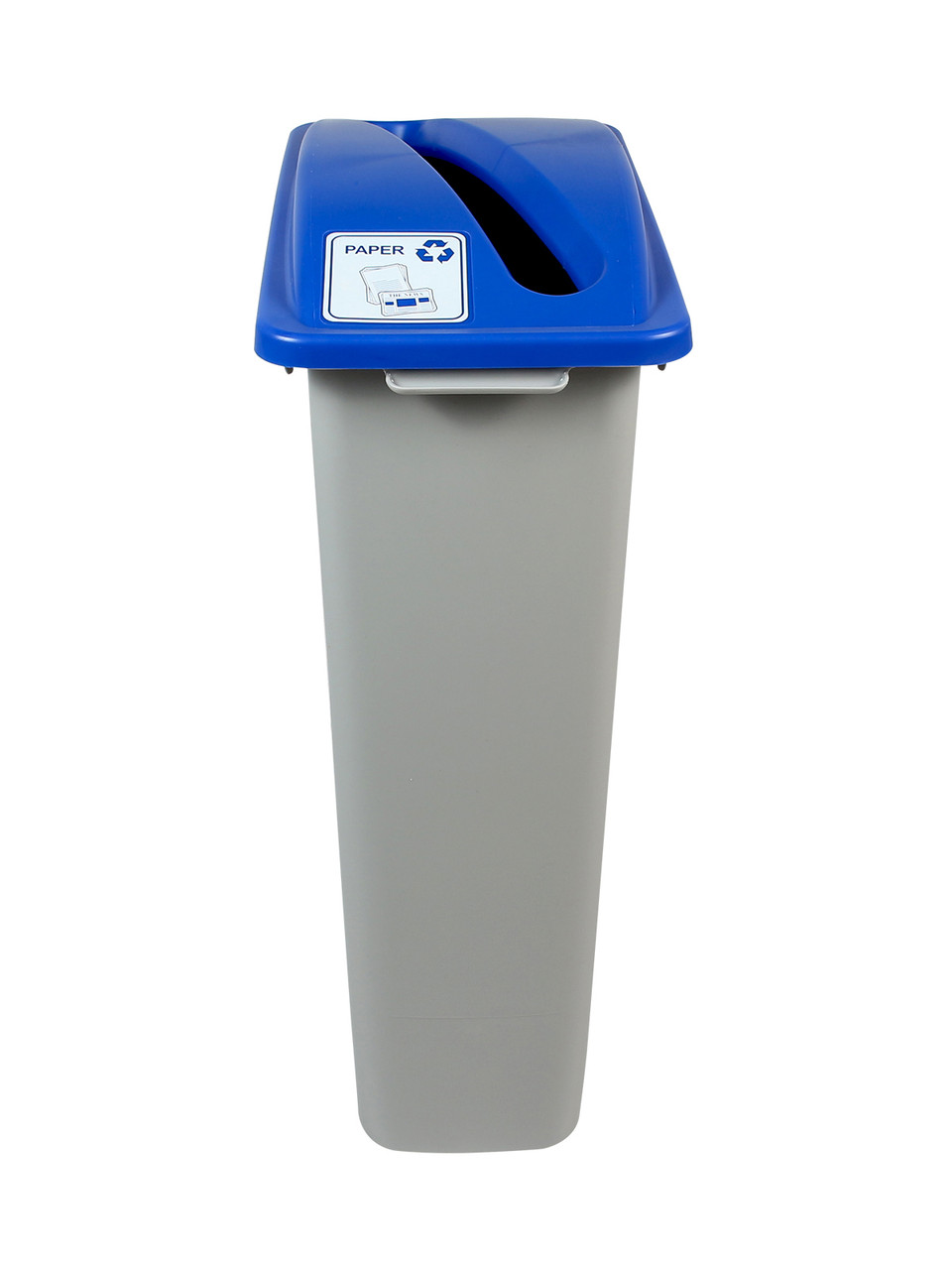 23 Gallon Skinny Simple Sort Recycle Bin Blue Lid