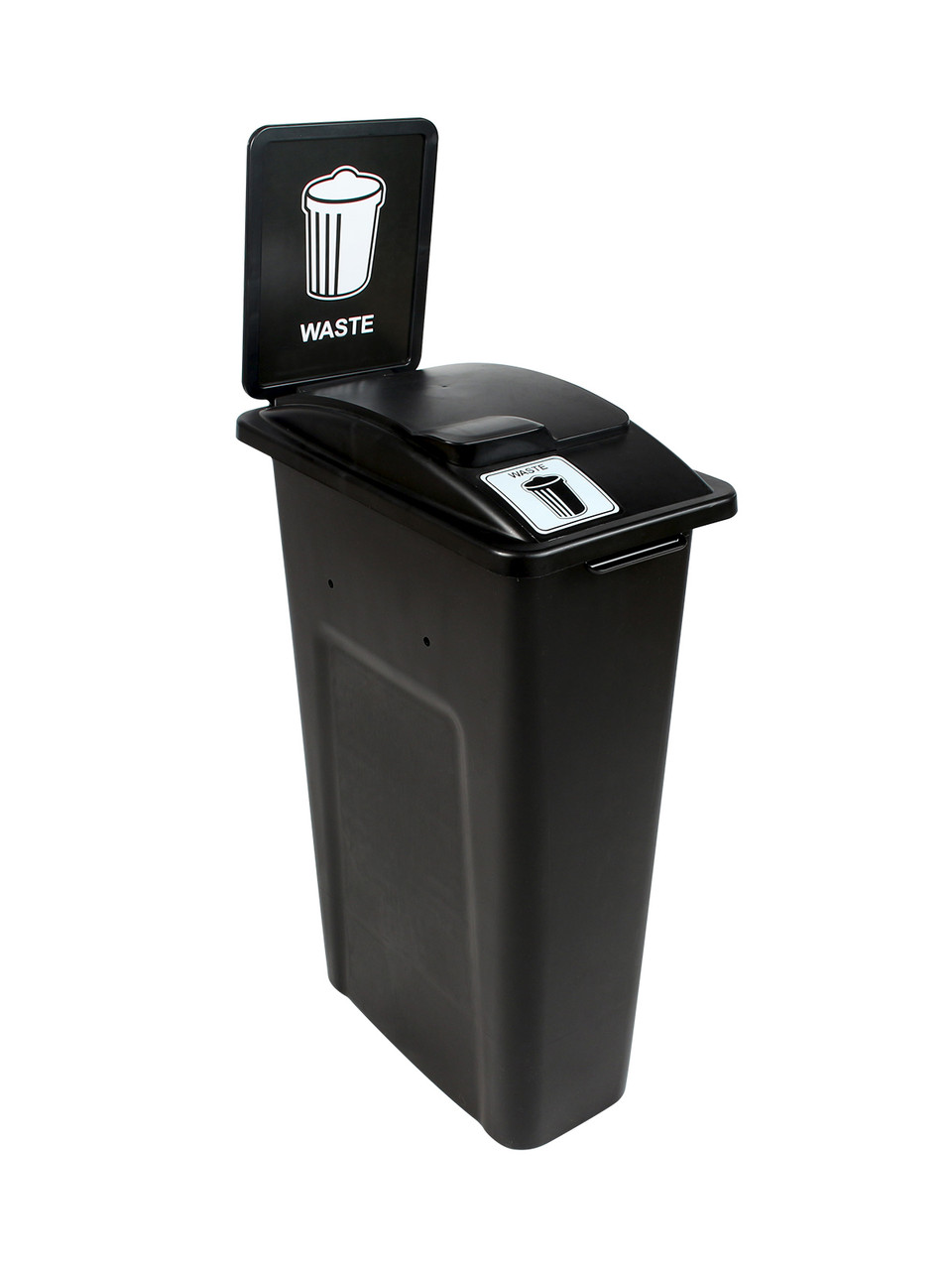 23 Gallon Black Skinny Simple Sort Waste Can with Sign (Waste, Lift Top)