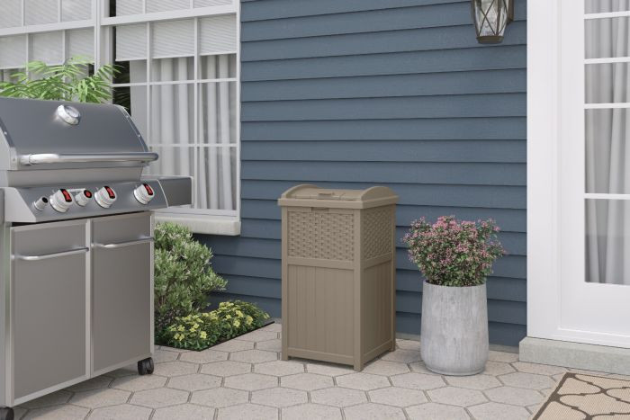 Wicker Dark Taupe Trash Can GHW1732DT for Deck or Patio
