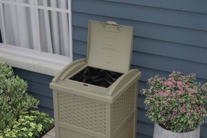 Wicker Dark Taupe Trash Can GHW1732DT for Deck or Patio