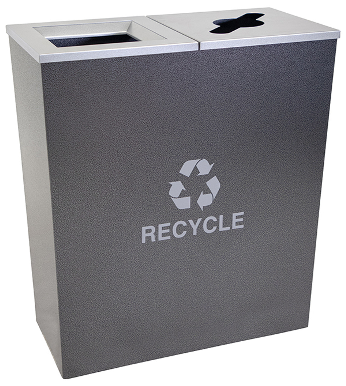 36 Gallon Hammered Charcoal Metro Collection Dual Recycling Receptacle RC-MTR-2-HCCL