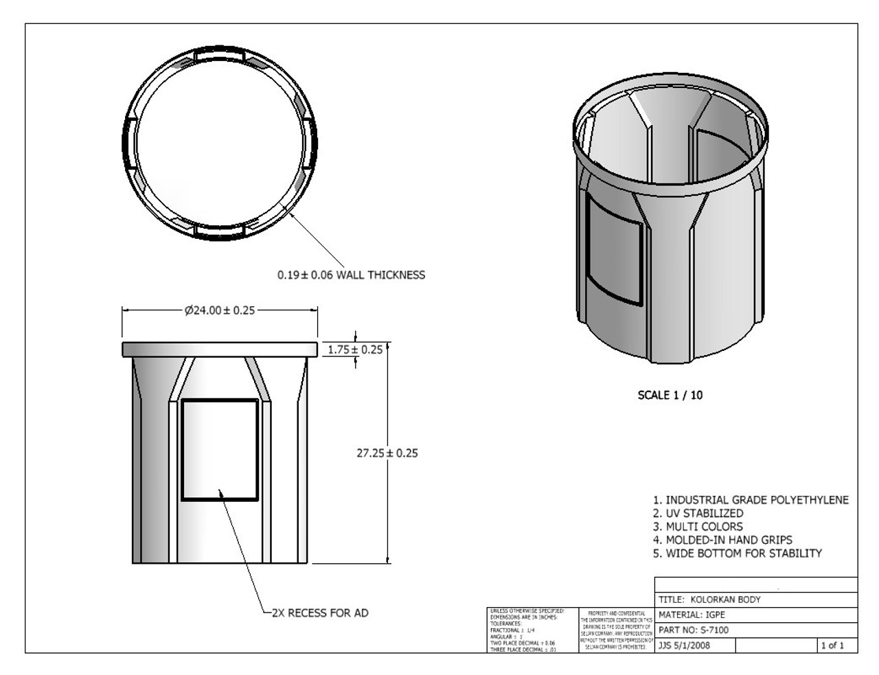 Round Receptacle Spec Sheet