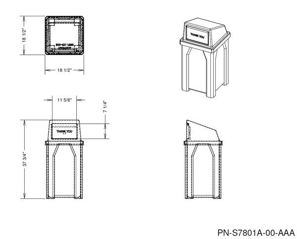 32 Gal. Kolor Can Push Door Trash Can S7801A-00