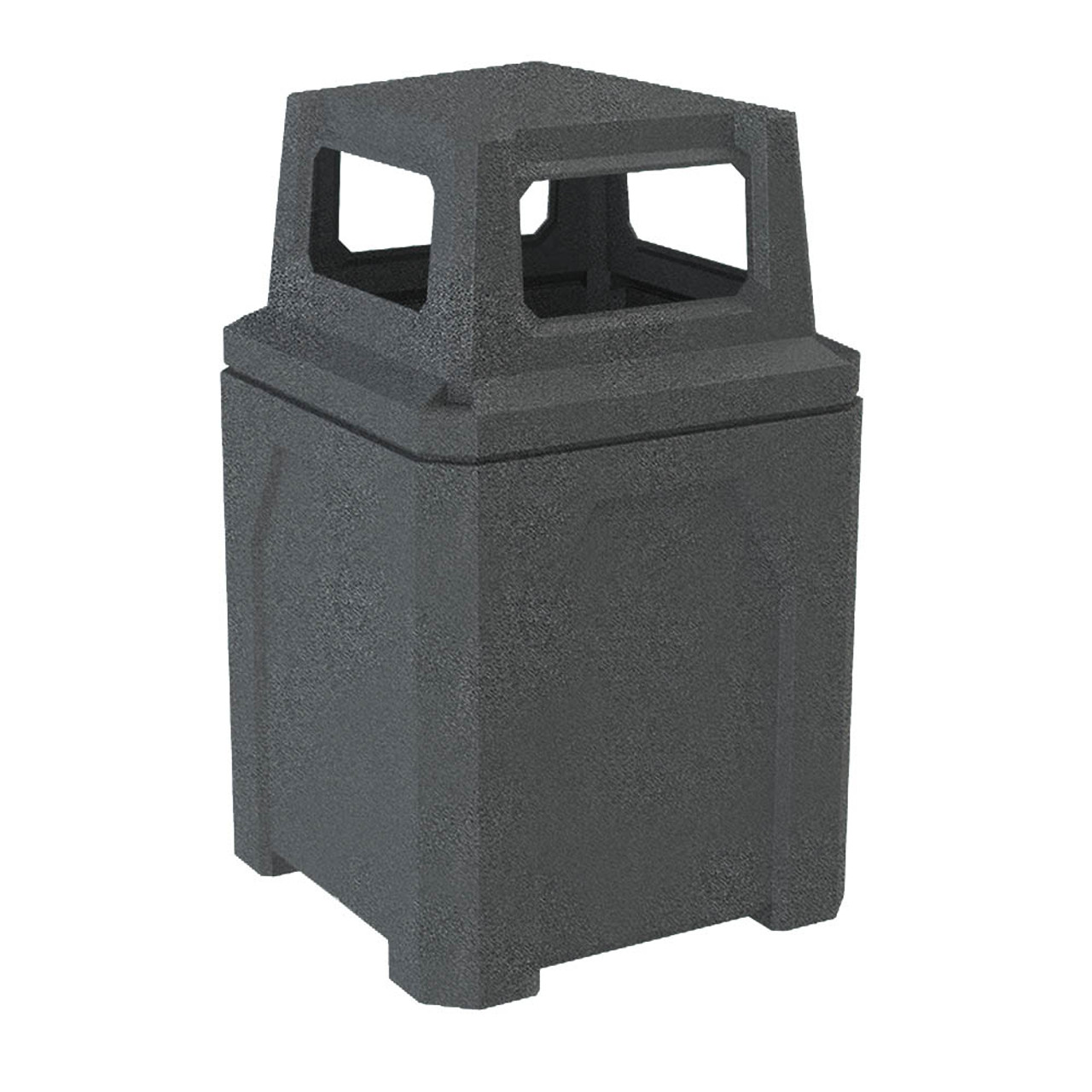 52 Gallon Kolor Can Square 4 Way Open Lid Waste Receptacle S7301A-00 DARK GRANITE