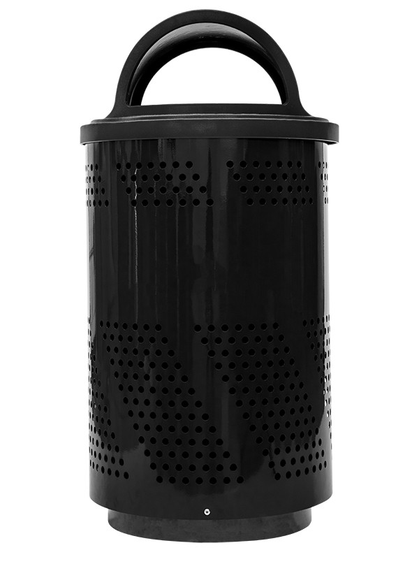 51 Gal. Perforated Painted Steel Outdoor Trash Can ARENA-X51 T BLK