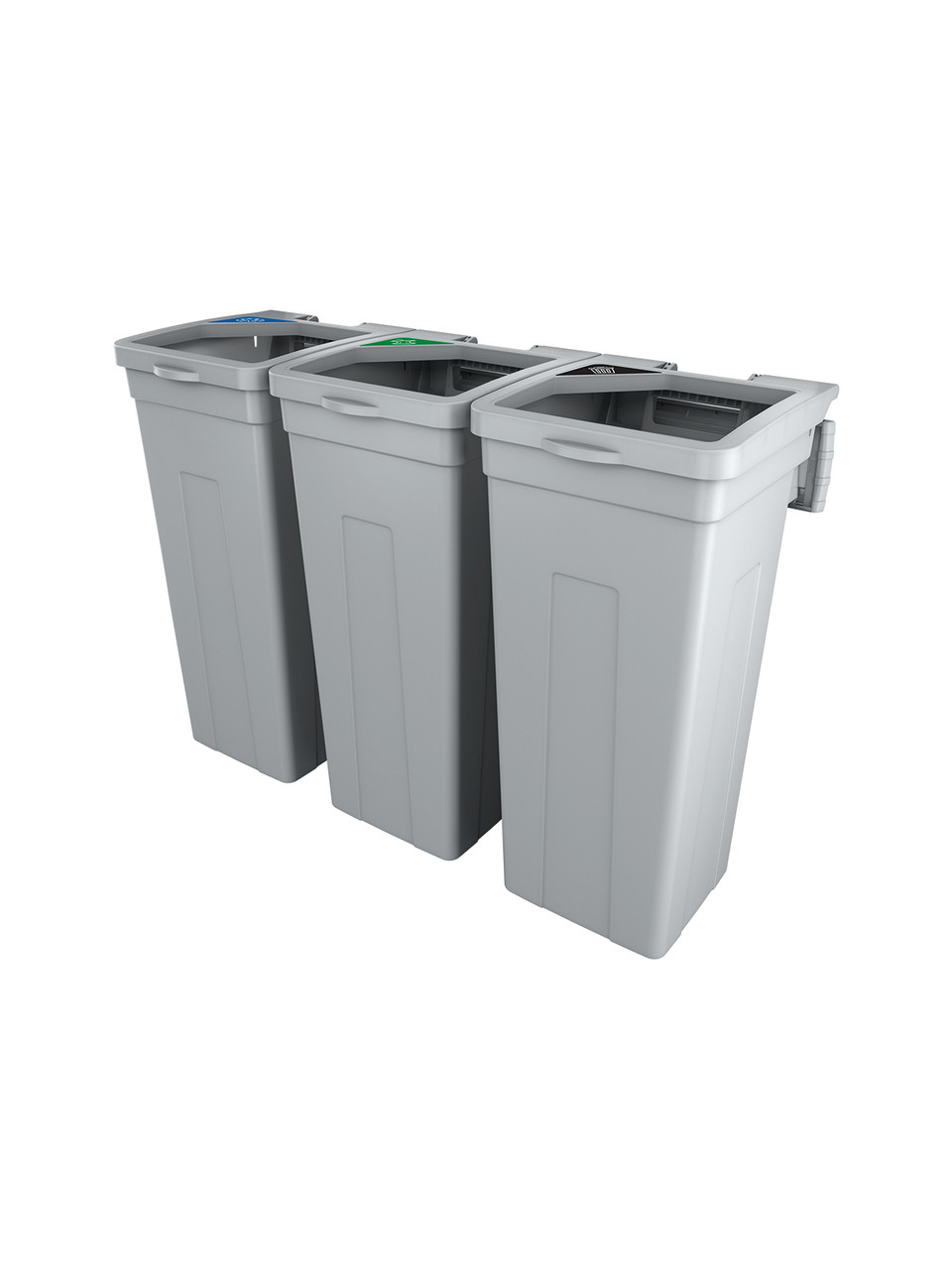 The Rise Triple 45 Gallon Wall Mounted Waste Receptacles and Recycle Bins