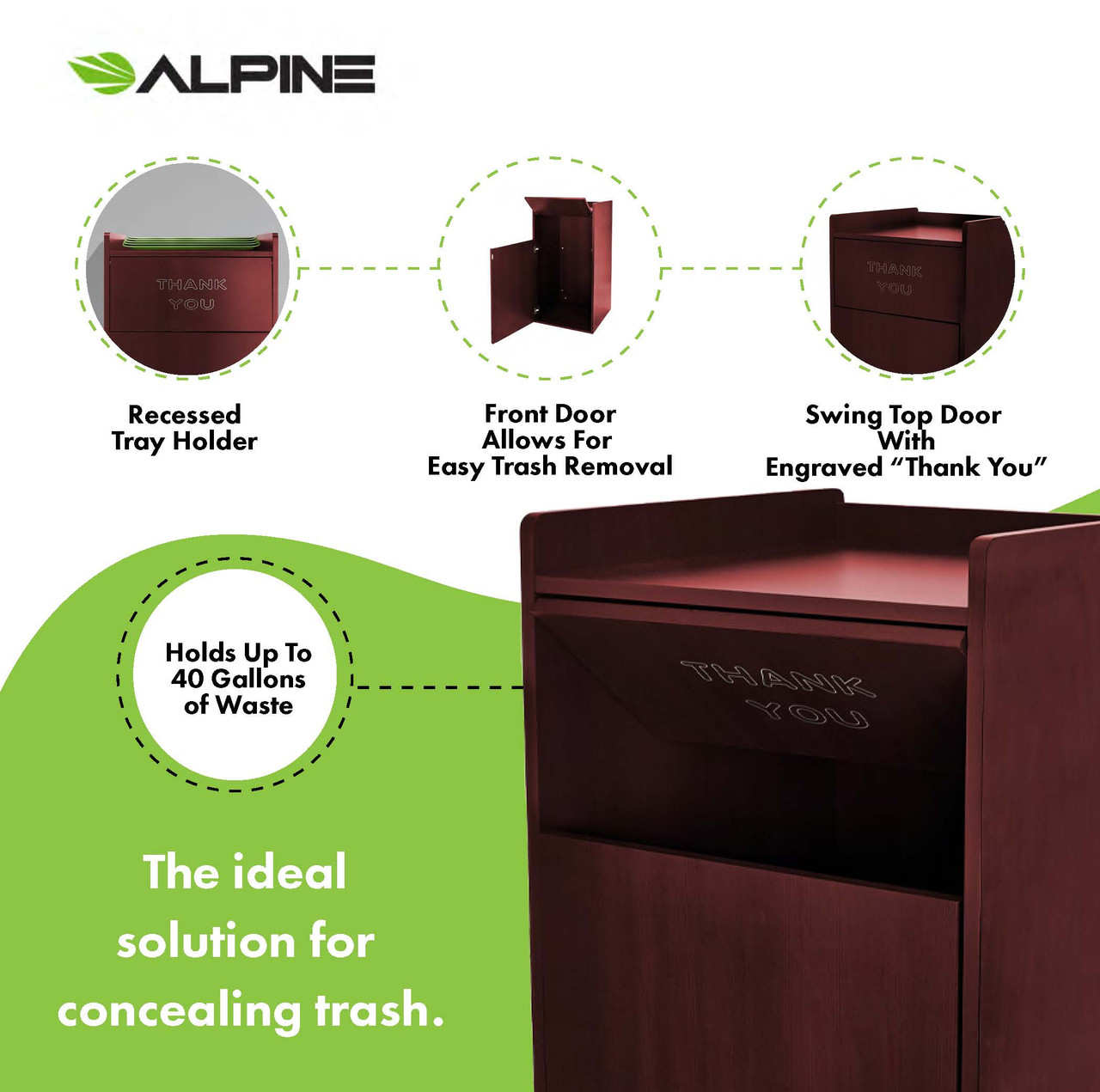 Mahogany 40 Gal. Wood Receptacle Enclosure ALP476-MA