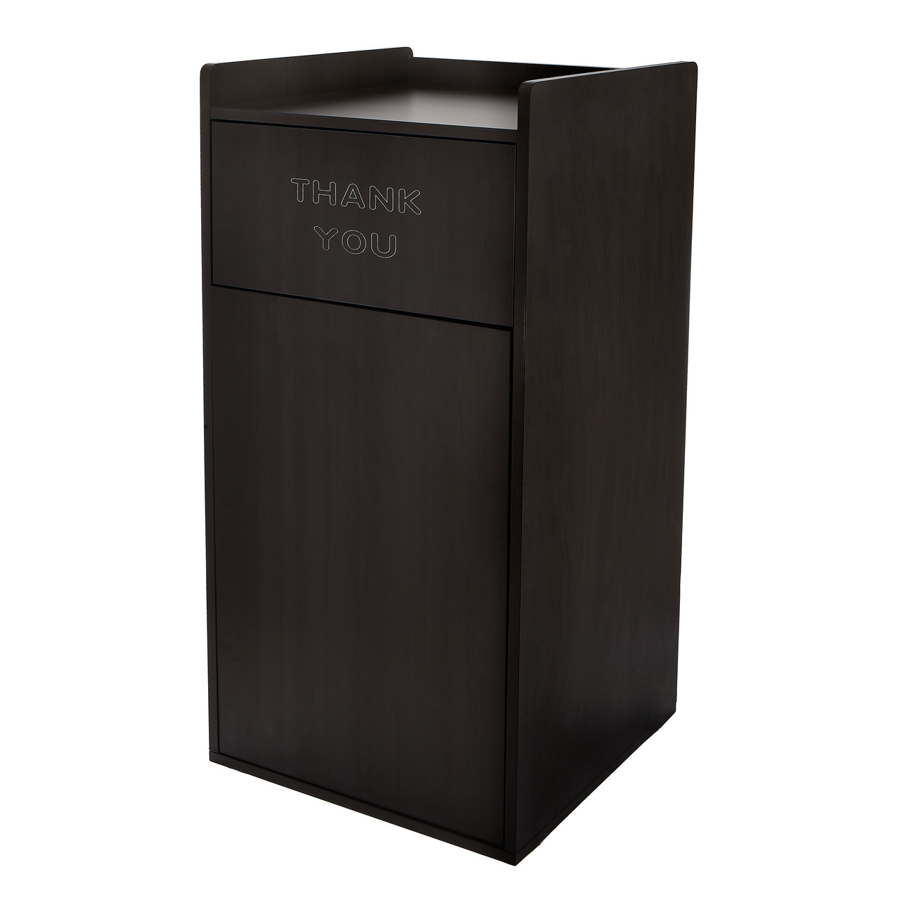 Black 40 Gallon Wood Receptacle Enclosure with Drop Hole and Tray Shelf