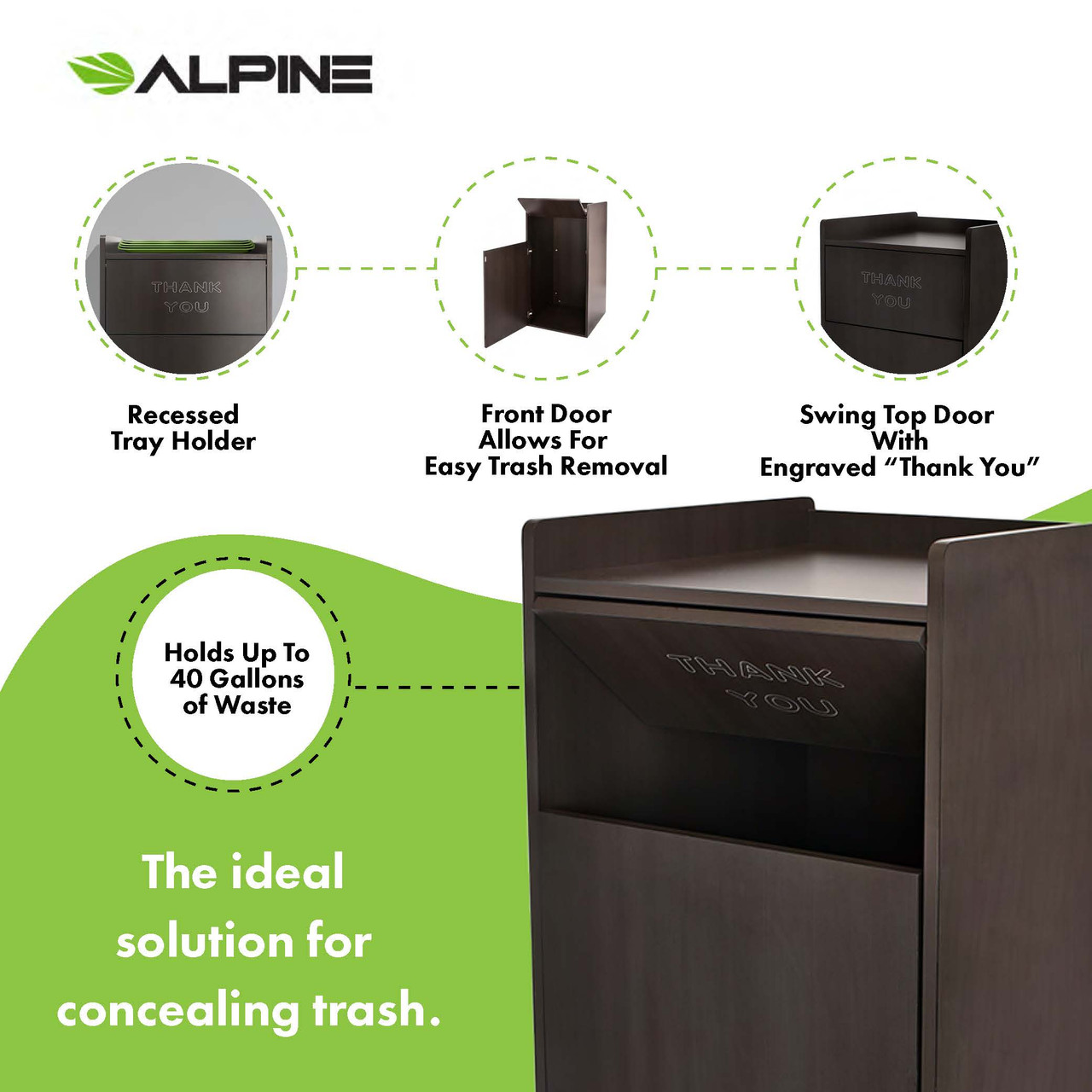 Black 40 Gal. Wood Receptacle Enclosure ALP476-BLK