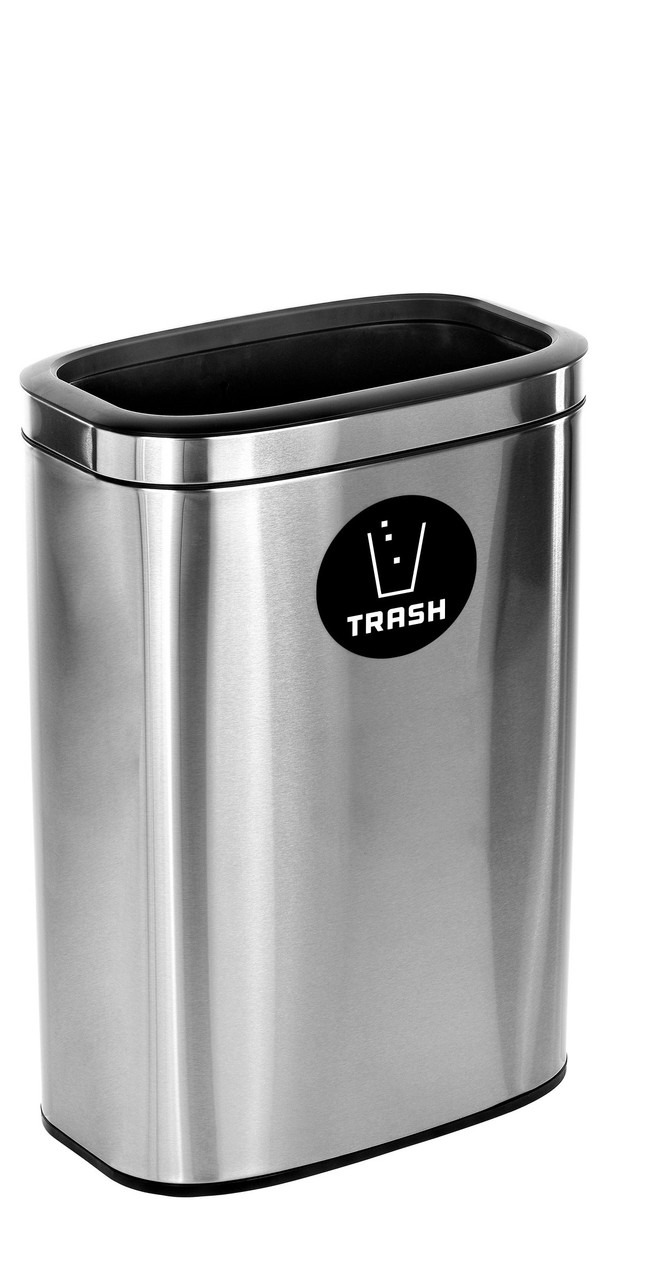 10.5 Gallon Stainless Steel Skinny Open Top Kitchen Receptacle (TRASH)