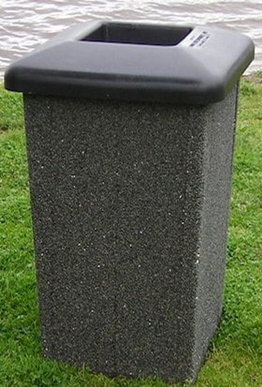 35 Gallon Stone Aggregate Square Outdoor Waste Can RS35S (4 Lid Options, 2 Colors)