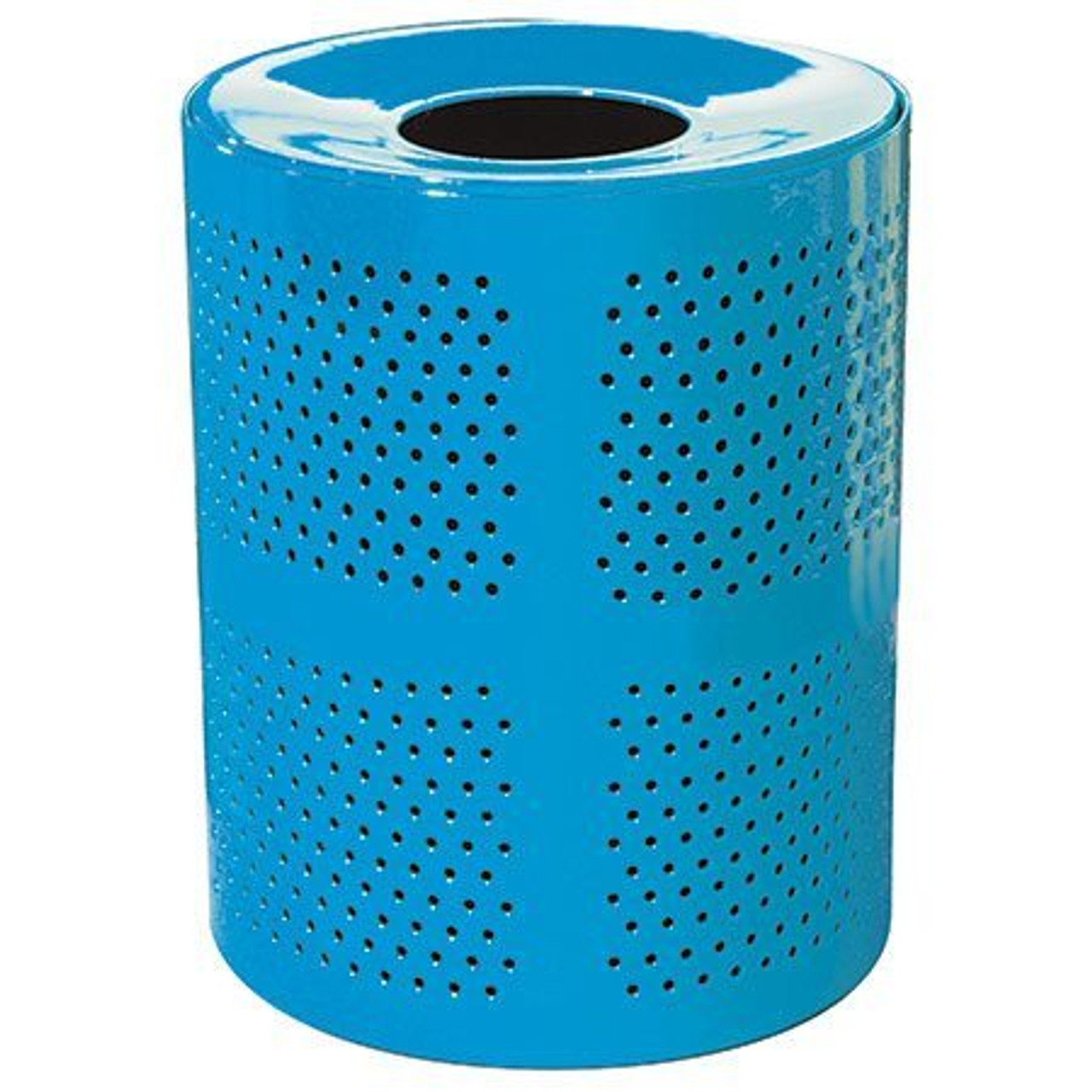 32 Gallon Metal Perforated Round Thermoplastic Trash Can LCR32PERF (5 Lid Options, 16 Colors)