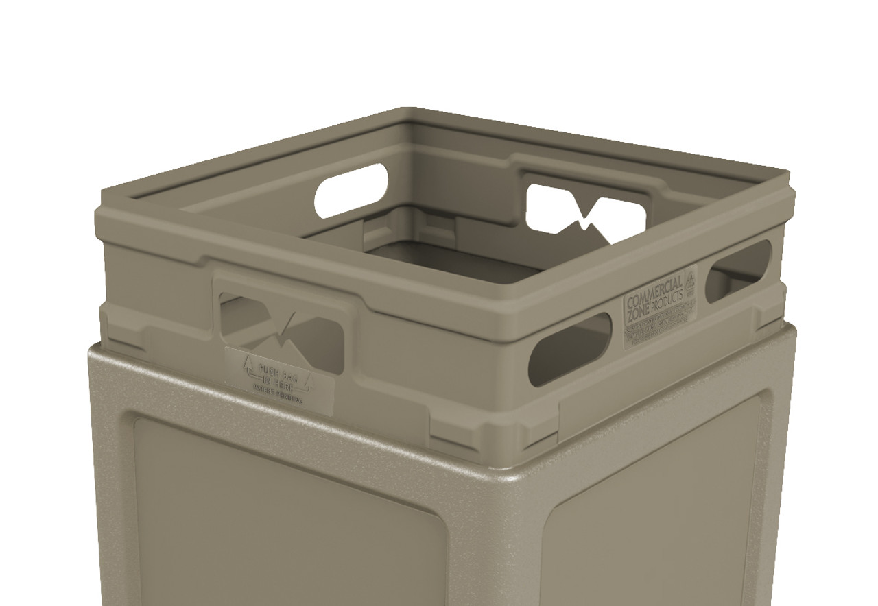 PolyTec™ Trash Container, 42-Gallon Square, Stone Panels, Ashtray