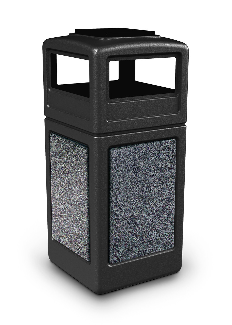 42 Gallon StoneTec Indoor Outdoor Trash Can Dome Lid and Ashtray Black Pepperstone