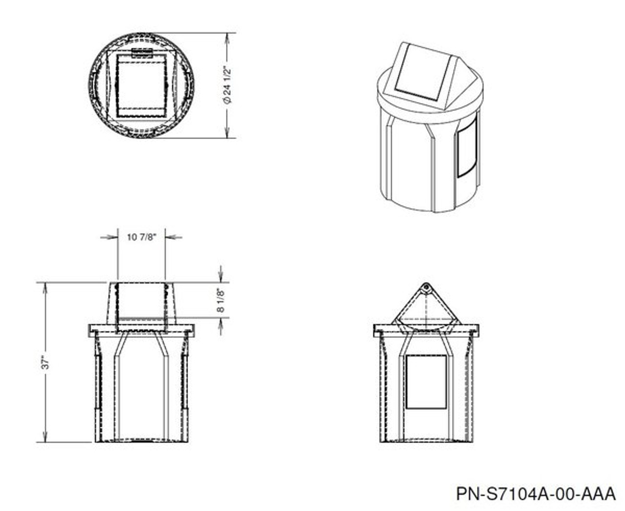 Kolor Can 42 Gallon Swing Door Drawing