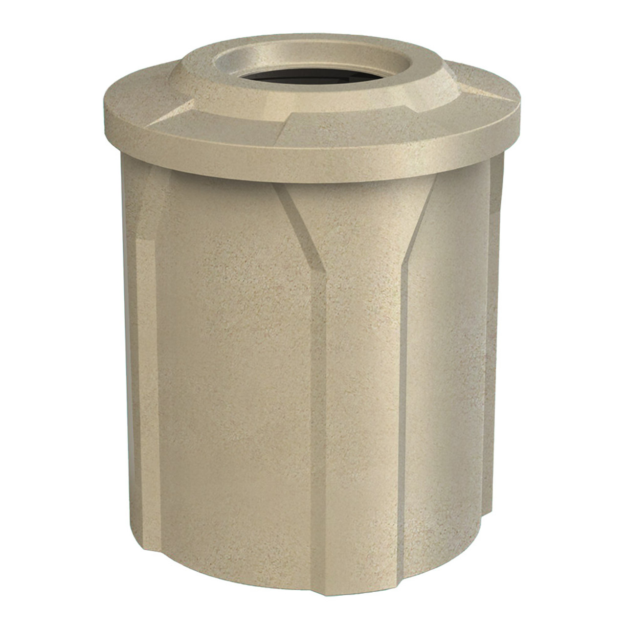 42 Gallon Flat Top School Trash Receptacle with Liner S7102A-02 (3 Lid Styles, 11 Colors) BEIGE GRANITE