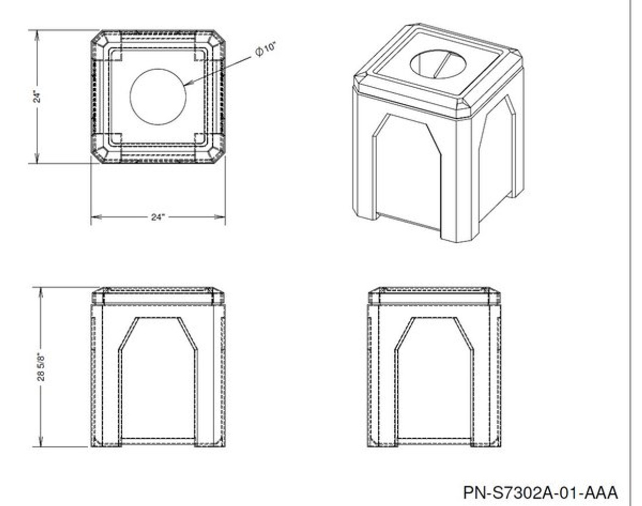 Kolor Can 52 Gallon 10 Inch Opening Square Drawing